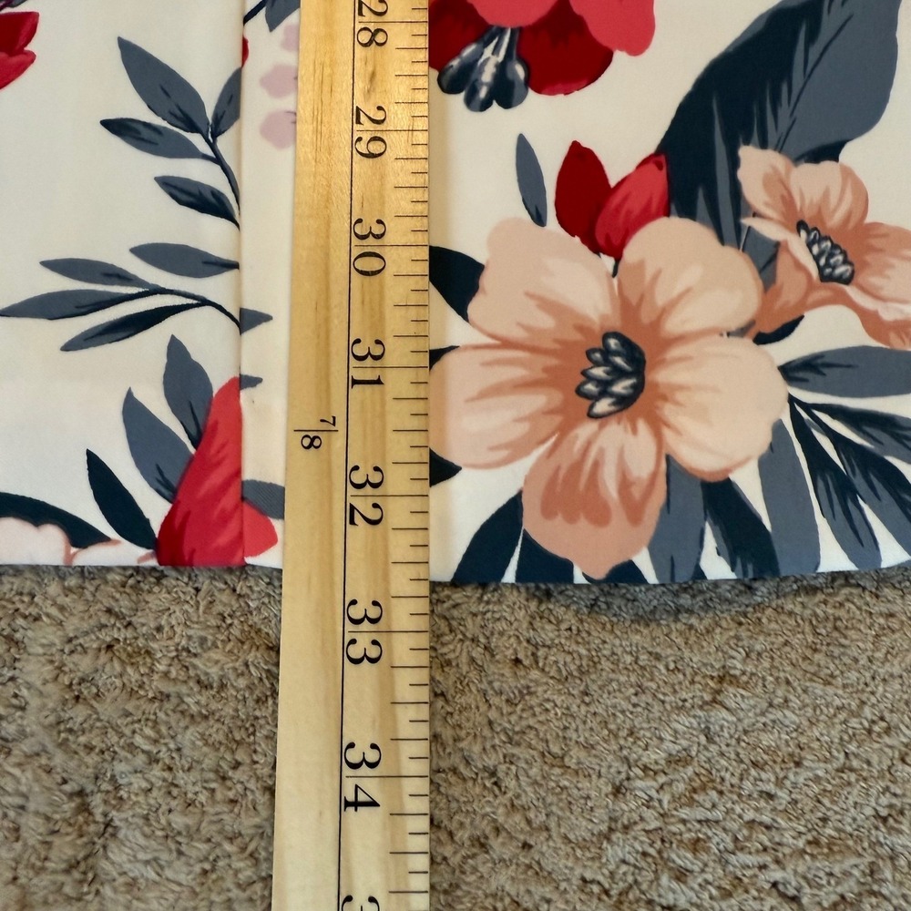 Ann Taylor Petite Floral Shift Dress Cream Red Pink V-Neck Short Sleeve XSP - Picture 6 of 7